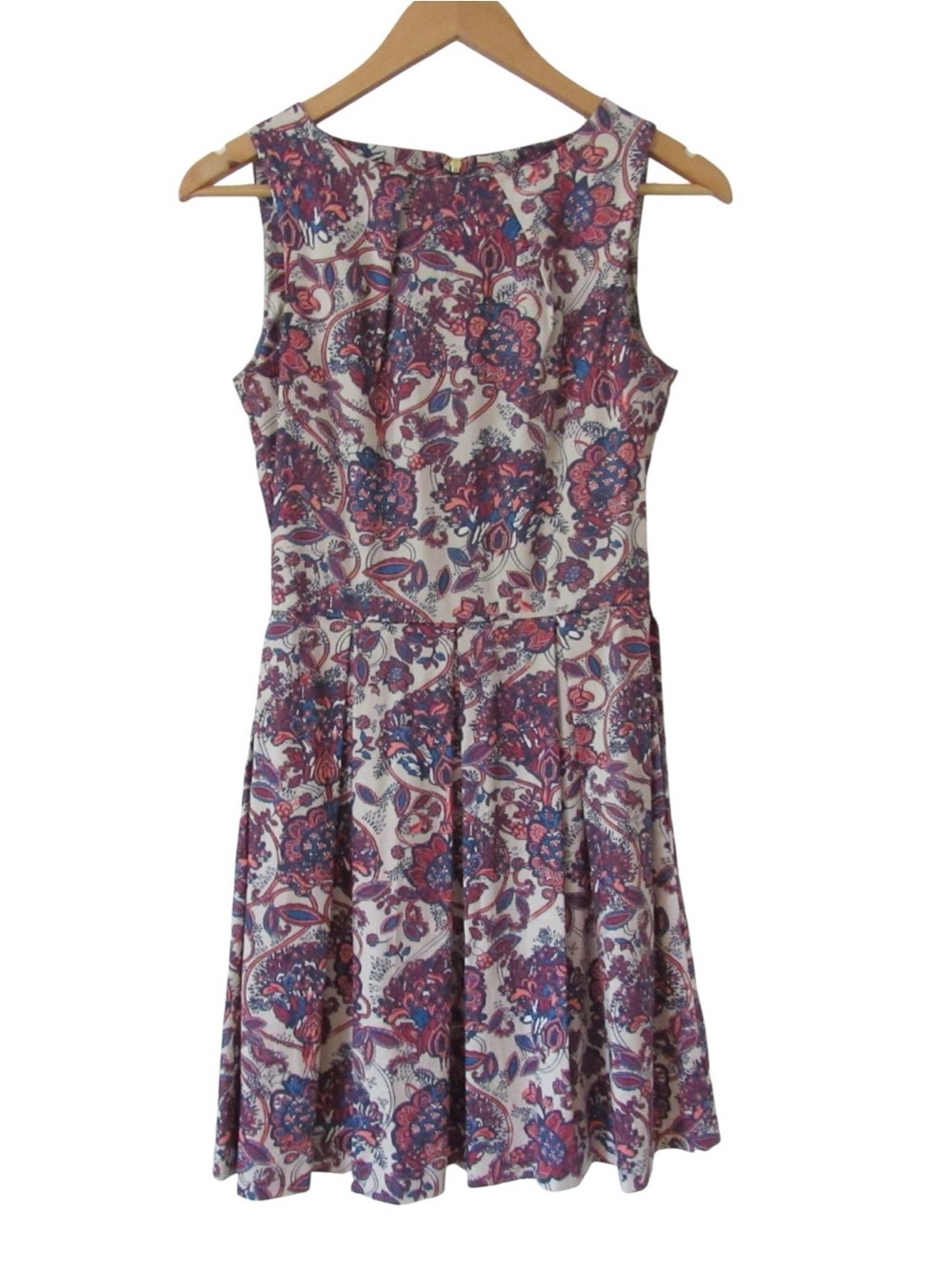 Closet London Day Dress UK 8 / US 4 Cream Pink Floral Paisley Sleeveless Preppy